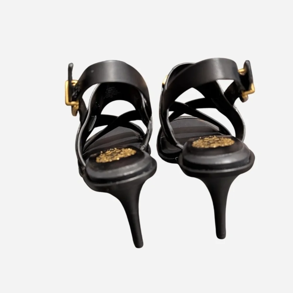 Vince Camuto Black Sandals with Gold Accents - Picture 4 of 8